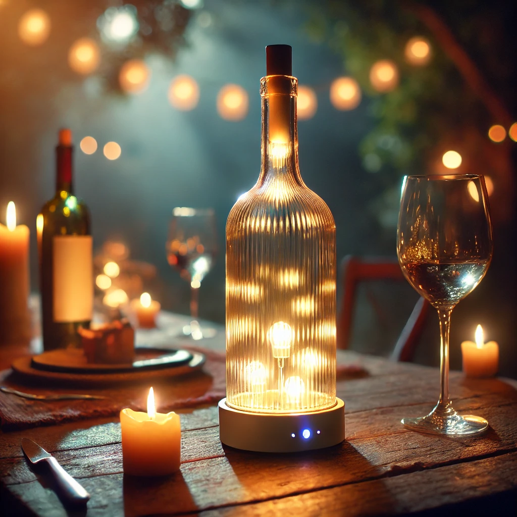Rechargeable Wine Bottle Lamp with Dimmable Light – Perfect for Romantic Dinners & Camping Nights